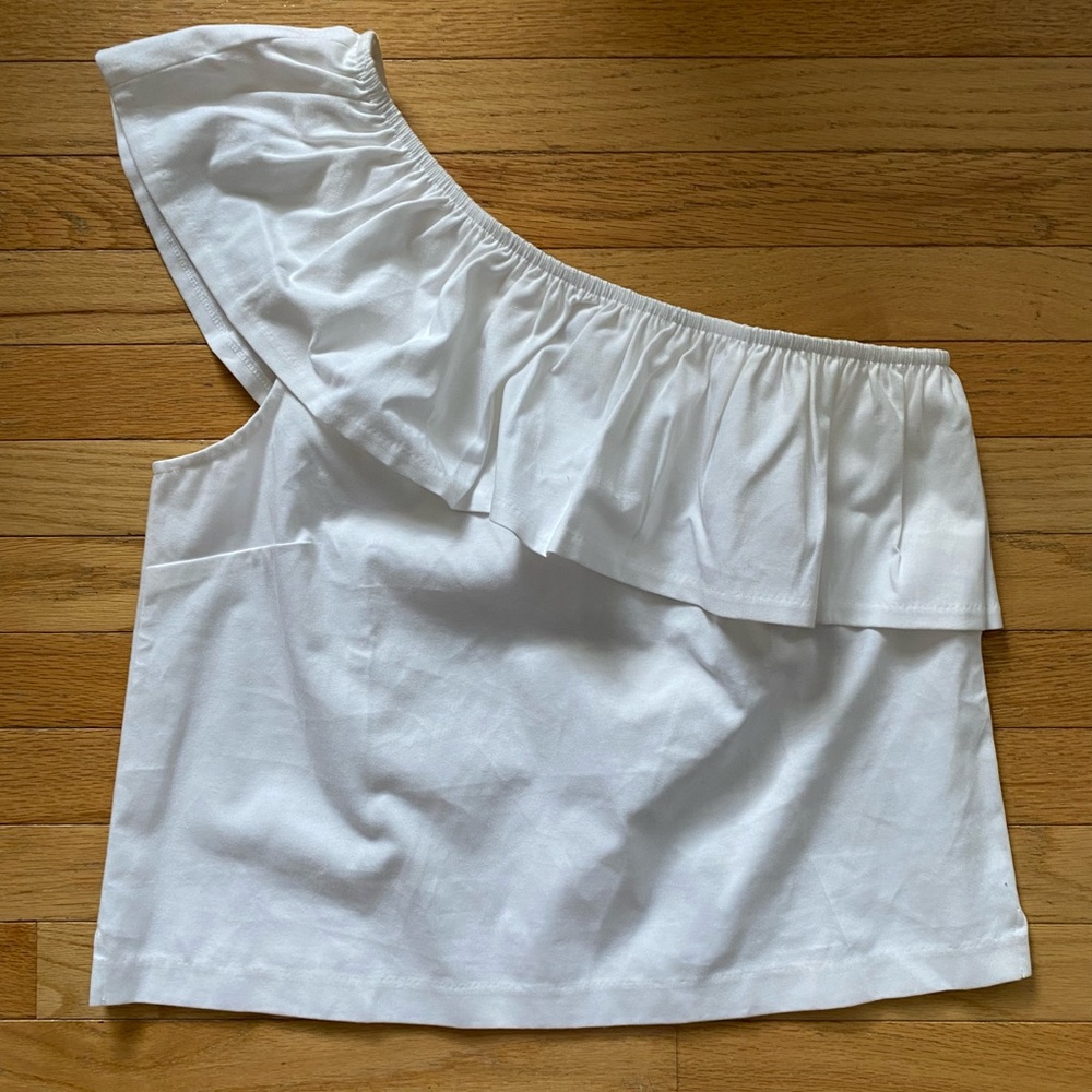 J. Crew One Shoulder Ruffle Top
